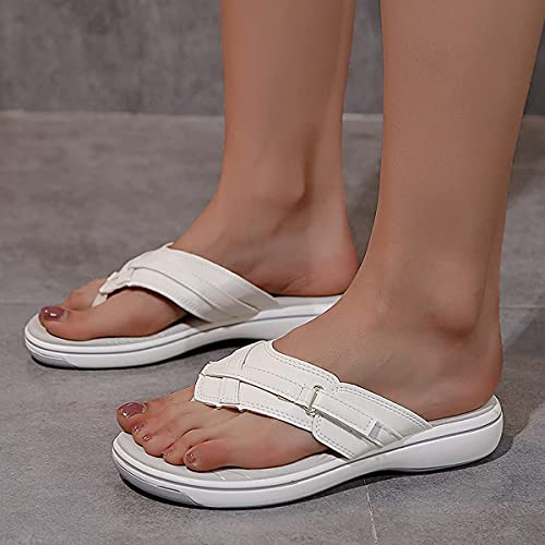 SHIJIAN Sea Breeze Sandalias para mujer, sandalias de playa de verano, sandalias para mujer, sandalias de playa Breeze Sea para colgar (blanco, UK8 (42))