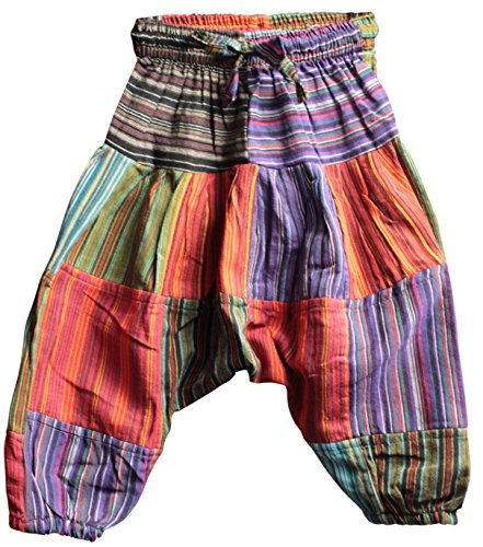 Shopoholic - Pantalones harem infantiles, pantalones bombachos estilo hindú, hippy, coloridos y cómodos