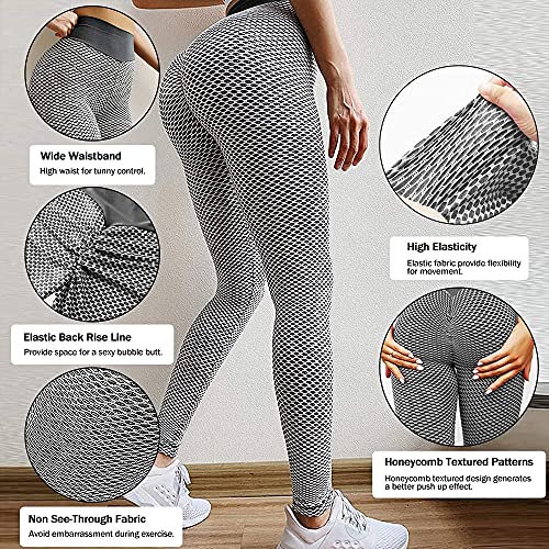 SHUOYUE Leggings para Mujer Push Up 2 Piezas Pantalones de Yoga Cintura Alta Mujer Leggings Deportivos Mallas para Yoga Fitness Entrenamiento Pantalón Elásticos Anticelulíticos (Verde+Gris, M)