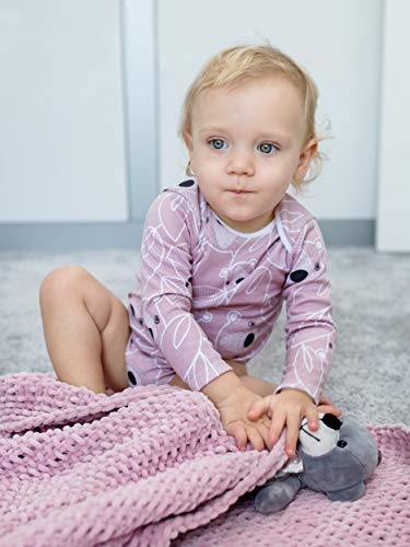 Sibinulo Niño Niña Body Bebé Manga Larga Pack de 4 Koala Rosa Prado Beige Prado Rosa Osos Rosados 92(18-24 Meses)