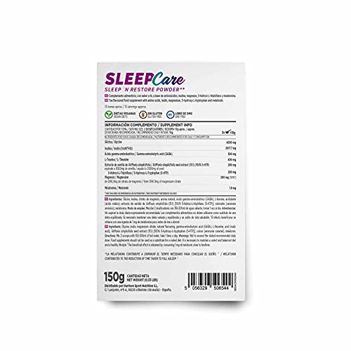 Sleep Care Powder de HSN | Infusión Sabor a Té 150 g = 15 Tomas por Envase | Melatonina + 5-HTP + Magnesio + 5-HTP + Glicina + Teanina + GABA | Relajante para Dormir Mejor
