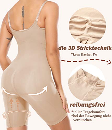 SLIMBELLE Body Moldeador para Mujer Fajas Colombianas Reductoras Adelgazantes Corsé Shapewear sin Costuras Control de Abdomen Body Reductor Lencería Ropa Interior con Piernas Moldear el Cuerpo