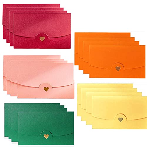 Sobre, Sobres Pequeños, 20 Piezas Sobres Forma Corazón, Multicolor Sobres, Sobres Adorables, Invitación Sobres, Sobres Regalo, Sobres de Colores, para Fiestas, Bodas, Navidad (5 Colores)