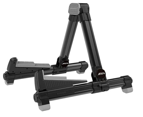 Soporte para Guitarra Aroma AGS8, Plegable, Portátil, apto para Guitarras y Bajos (Negro)