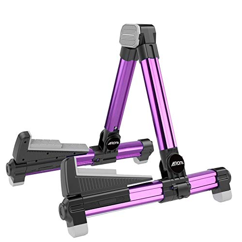 Soporte para Guitarra Aroma AGS8, Plegable, Portátil, apto para Guitarras y Bajos (Rosa)
