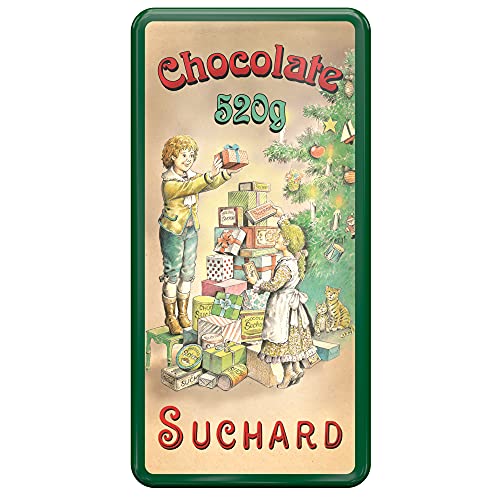 Suchard - Lata Metálica de Diseño Vintage con 2 Tabletas de Turrón de Chocolate con Arroz Inflado, Diseño y Color Aleatorio - 520 g
