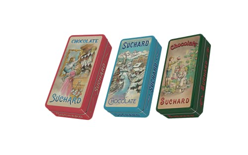 Suchard - Lata Metálica de Diseño Vintage con 2 Tabletas de Turrón de Chocolate con Arroz Inflado, Diseño y Color Aleatorio - 520 g