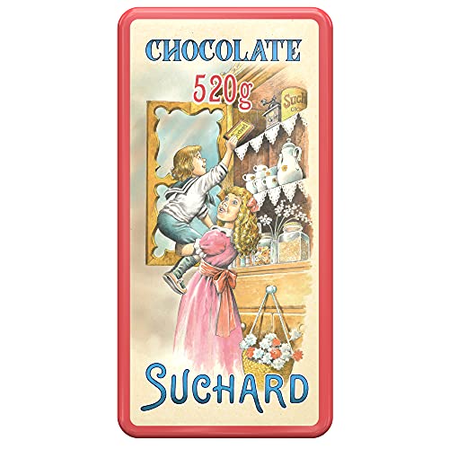 Suchard - Lata Metálica de Diseño Vintage con 2 Tabletas de Turrón de Chocolate con Arroz Inflado, Diseño y Color Aleatorio - 520 g
