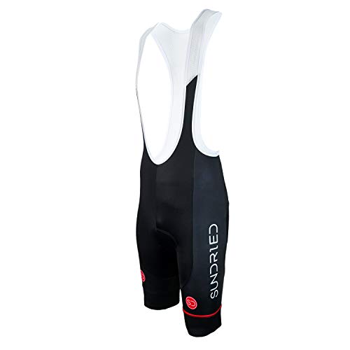 SUNDRIED Mens Acolchado Pantalones Cortos Babero Bicicleta de Carretera Pantalones Cortos de Ciclista Ciclo Ropa Ropa de montaña Bici (Negro, S)