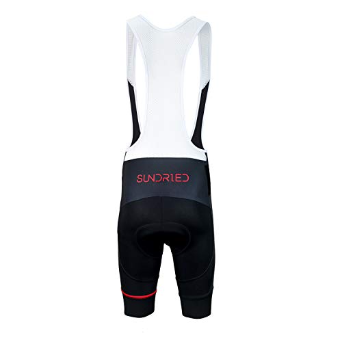 SUNDRIED Mens Acolchado Pantalones Cortos Babero Bicicleta de Carretera Pantalones Cortos de Ciclista Ciclo Ropa Ropa de montaña Bici (Negro, S)