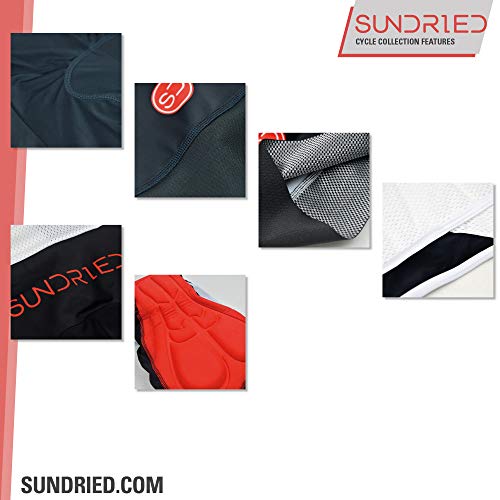SUNDRIED Mens Acolchado Pantalones Cortos Babero Bicicleta de Carretera Pantalones Cortos de Ciclista Ciclo Ropa Ropa de montaña Bici (Negro, S)