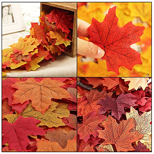 Surtido de 100 hojas de arce artificiales, de la marca Wady, en colores de otoño. Hojas de seda para decoración de mesa para bodas y fiestas otoñales