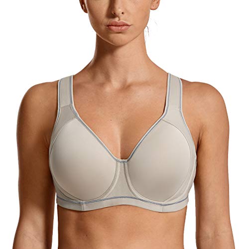 SYROKAN-Sujetador Deportivo de Alto Impacto Copas Moldeadas para Mujer Edificio Gris 100E