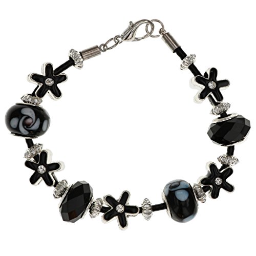 The Olivia Collection Beadz de flores de color negro pulsera de cuentas