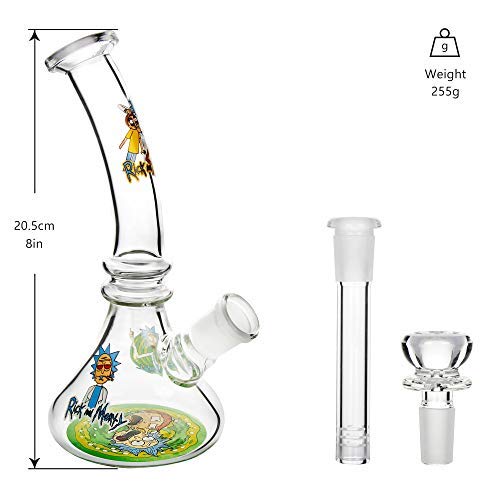 The7boX Peque?os tubos de agua de reciclador de vidrio Bong de 14 mm de dibujos animados Beaker Bongs