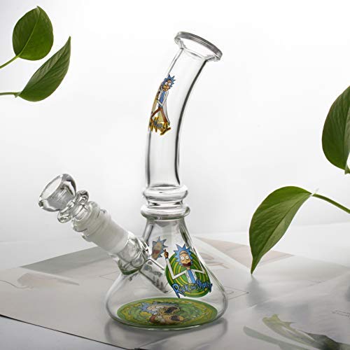 The7boX Peque?os tubos de agua de reciclador de vidrio Bong de 14 mm de dibujos animados Beaker Bongs