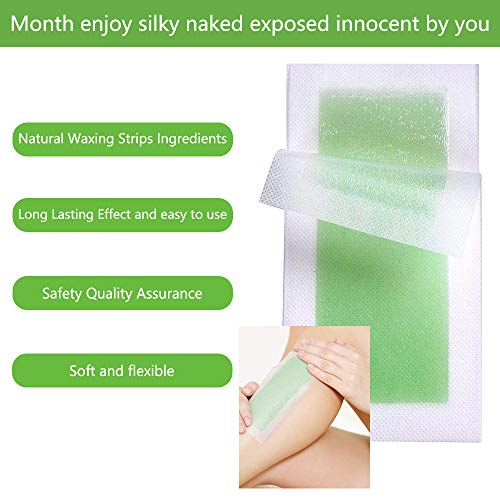 Tiras de Cera, Bandas de Cera Depilatoria, Bandas Depilatorias Tiras de Cera para Cuerpo, Piernas, Brazo, Papel de Depilación con Cera 32 Tiras
