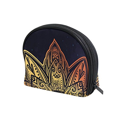 TIZORAX - Bolsa de cosméticos vintage con flores de loto para viajes, práctico organizador de maquillaje, para mujeres y niñas