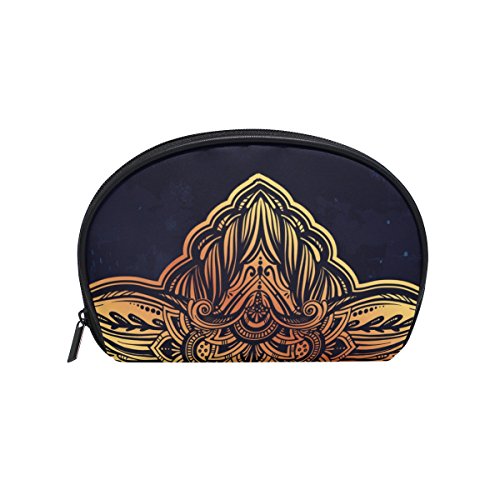 TIZORAX - Bolsa de cosméticos vintage con flores de loto para viajes, práctico organizador de maquillaje, para mujeres y niñas