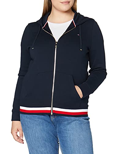 Tommy Hilfiger Heritage Zip-Through Hoodie Capucha, Azul (Midnight 403), Large para Mujer