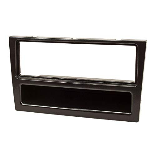 tomzz Audio 2439-061 - Juego de embellecedor de radio compatible con Opel Corsa C Combo Omega B Vectra C Meriva, color negro con adaptador de radio ISO DIN y llave de desbloqueo