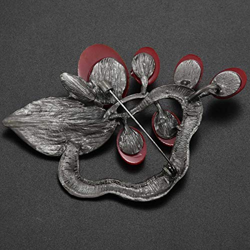 TOOGOO Plata Antigua + Rojo Broche Vintage de Piedra de opalo para Mujer Pines Broche de Flor Grande Pistola Apto Sueter Bufanda