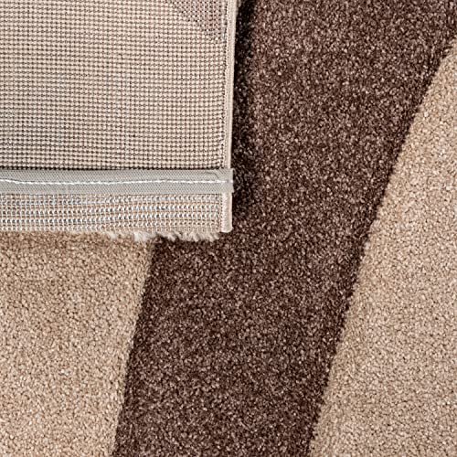 T&T Design Alfombra Diseño Moderna Pelo Corto Mallorca Motivo Ondas En Beige Crema Marrón, Größe:200x290 cm