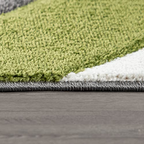 T&T Design Alfombra Diseño Moderna Pelo Corto Mallorca Motivo Ondas En Verde Negro Blanco, Größe:160x230 cm