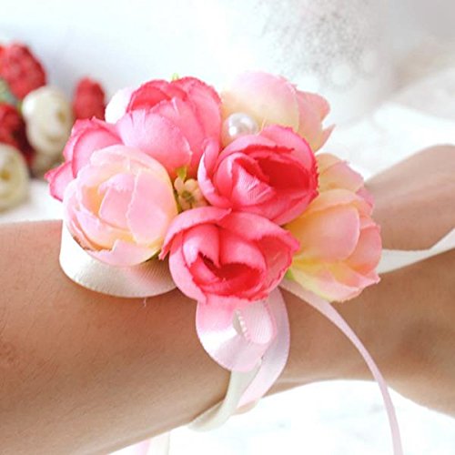 Tutoy Boda decoración muñeca Flores Novia Dama de Honor Mano simulación Flor Ramillete Ramos - Tinto de Vino