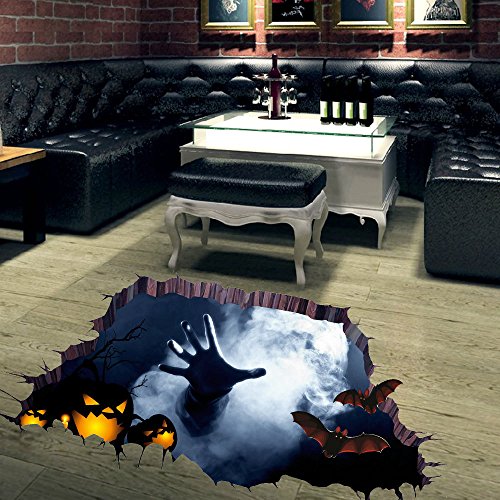 Tutoy Halloween Horrible Piso 3D Etiqueta De Dormitorio Sala De Estar Embrujada Decoración De La Casa Pegatinas De Pared Fantasma Mano A Través del Suelo