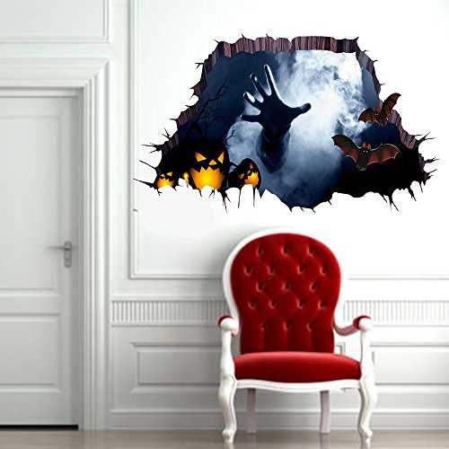 Tutoy Halloween Horrible Piso 3D Etiqueta De Dormitorio Sala De Estar Embrujada Decoración De La Casa Pegatinas De Pared Fantasma Mano A Través del Suelo