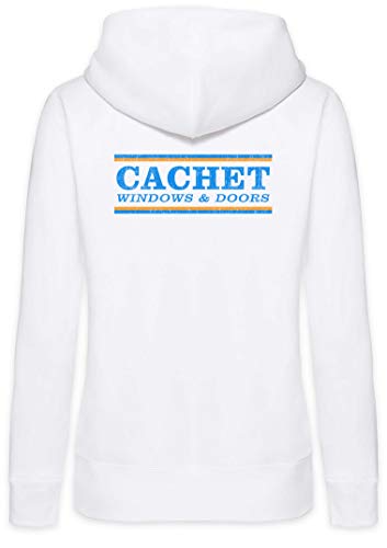 Urban Backwoods Cachet Windows & Doors Sudadera con Capucha Y Cremallera para Mujer Zipper Hoodie Blanco Talla S