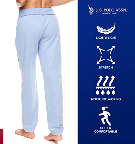 U.S. Polo Assn. Womens Printed French Terry Boyfriend Jogger Sweatpants Blue S