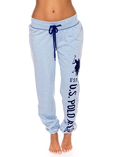 U.S. Polo Assn. Womens Printed French Terry Boyfriend Jogger Sweatpants Blue S