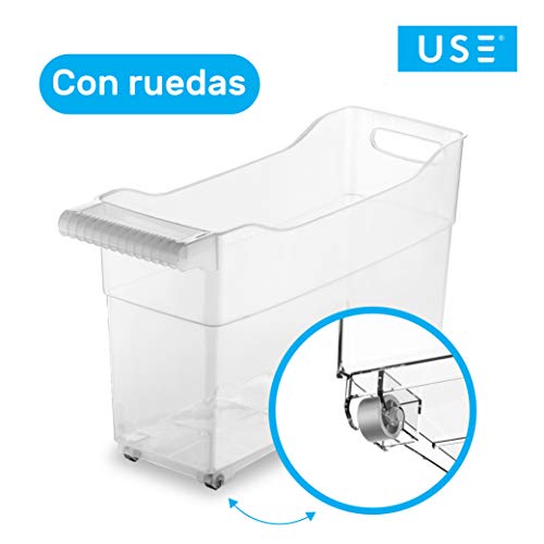 Use Family. Cestas Almacenaje Productos Limpieza con ruedas | Organizador Armario Bajo Fregadero | accesorios para organizador de cocina | Pack de 2 | Fabricado con Material Reciclable