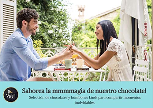Valeli, Chocolates, Bombones Lindt Lindor y chocolatinas. Caja Regalo Original. Cesta surtido: Día del padre, madre, cumpleaños, enamorados, Navidad; 650gr.
