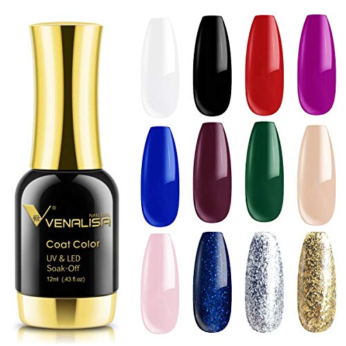 VENALISA Gel Nail Polish, 12ml Deep Violet Brown Coffee Color Soak Off UV LED Nail Gel Polish Nail Art Starter Manicure Salon DIY at Home, 0.43 OZ