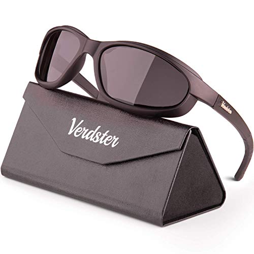 Verdster Gafas de Sol Deportivas Polarizadas para Mujer Gafas para Hombres Motociclistas Ciclistas para Correr Montura con Almohadillas de Espuma Airdam Negro