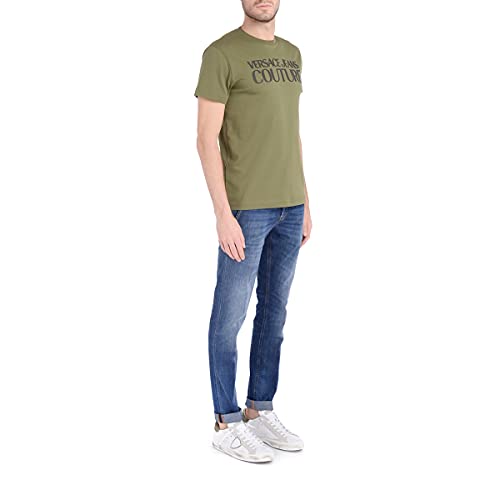 Versace Camiseta Verde Militar de Hombre con Logo Jeans Couture (S)