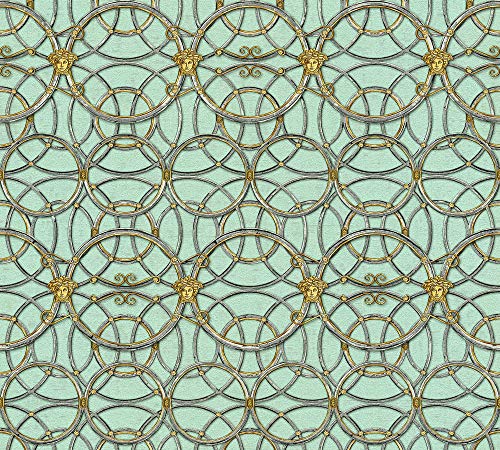 Versace Wallpaper 10.05 m x 0.70 m Verde Oro Fabricado en Alemania 370497 37049-7, Metallic, Grün