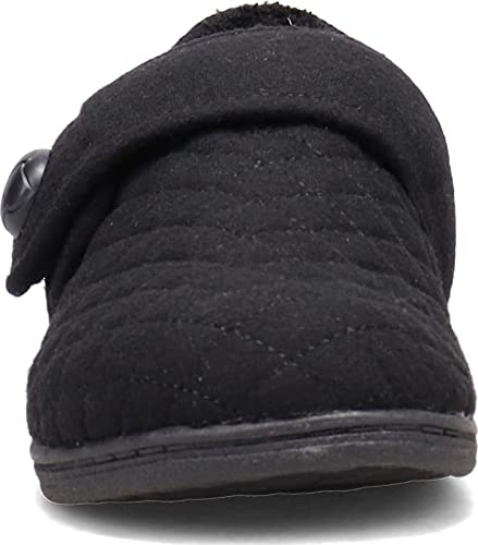 Vionic Zapatillas de franela Indulge Jackie para mujer, cómodas zapatillas de spa que incluyen comodidad en tres zonas con soporte de arco de plantilla ortopédica, negro (Negro), 40.5 EU