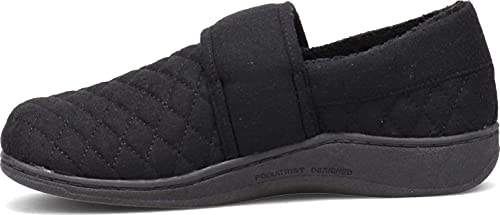 Vionic Zapatillas de franela Indulge Jackie para mujer, cómodas zapatillas de spa que incluyen comodidad en tres zonas con soporte de arco de plantilla ortopédica, negro (Negro), 40.5 EU