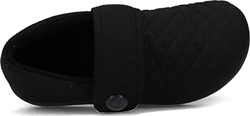 Vionic Zapatillas de franela Indulge Jackie para mujer, cómodas zapatillas de spa que incluyen comodidad en tres zonas con soporte de arco de plantilla ortopédica, negro (Negro), 40.5 EU
