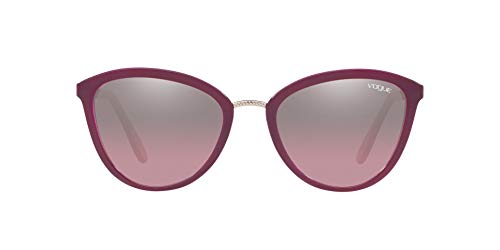 Vogue 0vo5270s Lentes Oscuros, Parte Superior Ciclamen Transparente Lila/Rosa Espejo Plata Grado, 57 para Mujer