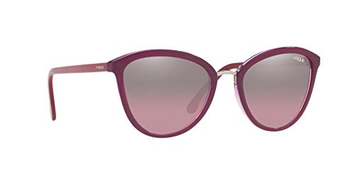 Vogue 0vo5270s Lentes Oscuros, Parte Superior Ciclamen Transparente Lila/Rosa Espejo Plata Grado, 57 para Mujer