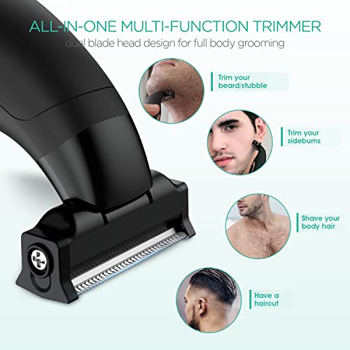 VOYOR Recortadora para barbas para Hombres Recortadora eléctrica de cuerpo entero y afeitadora inalámbrica cortadora de cabello Navajas de afeitar para vello mojado y seco, impermeables TX100