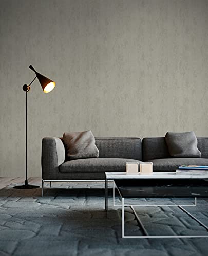 WALLCOVER Papel pintado no tejido beige crema efecto brillo metálico 3D Industrial papel pintado aspecto hormigón beige crema Modern Design estructura unitario aspecto usado papel pintado vinilo
