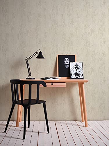 WALLCOVER Papel pintado no tejido beige crema efecto brillo metálico 3D Industrial papel pintado aspecto hormigón beige crema Modern Design estructura unitario aspecto usado papel pintado vinilo