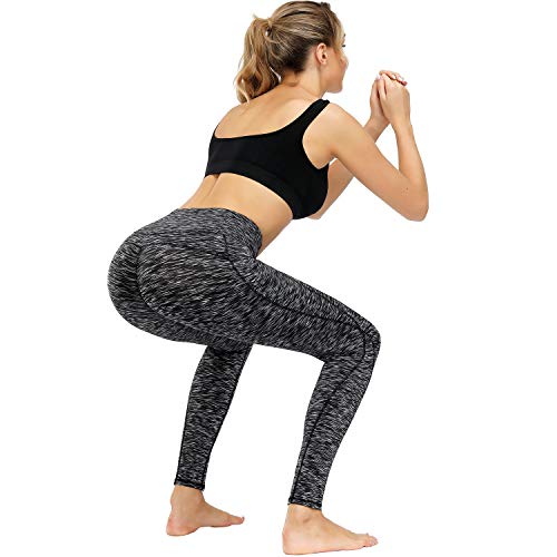 WateLves Leggings de Yoga para Mujer, Pantalones de Deporte, Mallas para Correr, Cintura Alta, con Bolsillos, elásticos, para Yoga, Deporte, Fitness, Todo el año, Mujer（cmh.Negro-CK,XL