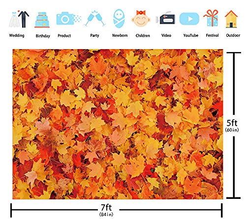 WDA Otoño Hoja de Arce Tema Fondo de la Hoja de Arce Fotografía Telón de Fondo de Otoño Cosecha Decoración Banner Estudio Foto Booth Suministros Props (7x5FT)